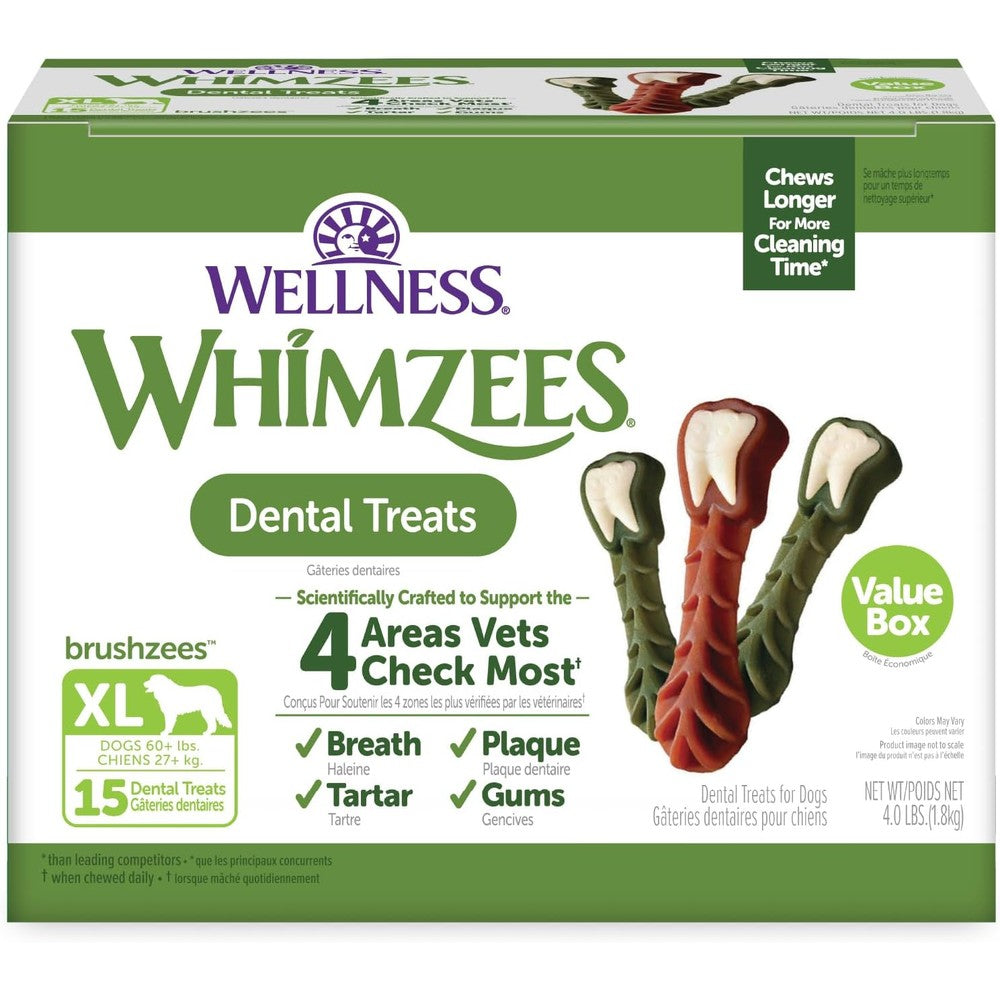 Wellness WHIMZEES Value Box Dog Dental Treats Extra Large Size For Large Dogs Sixty Four Ounce Box Fifteen Count