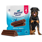 Dental Fresh Vet Formulated Teeth Cleaning Dental Sticks for Large Dogs Fifty Pounds and Up Peanut Butter Flavor 15 Count