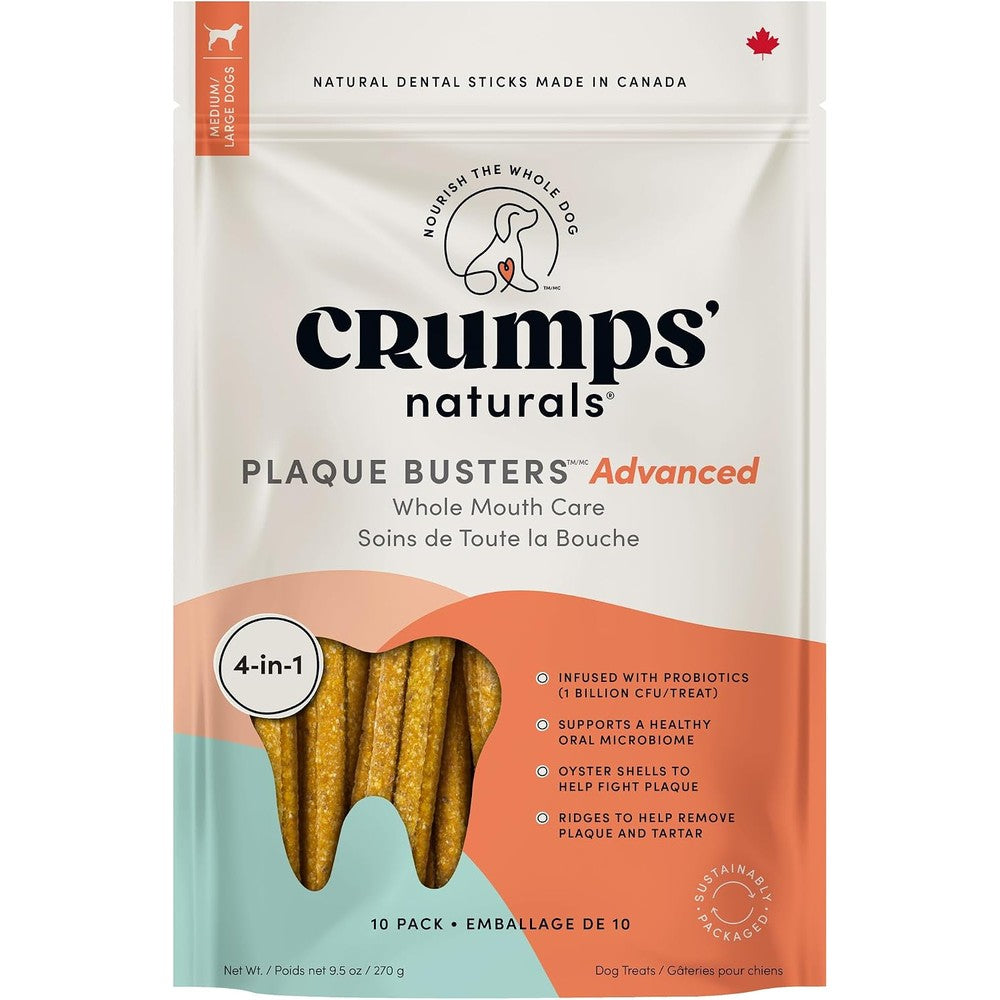 Crumps' Naturals Plaque Busters Advanced Whole Mouth Care Dental Sticks For Dogs 9.5 Ounces