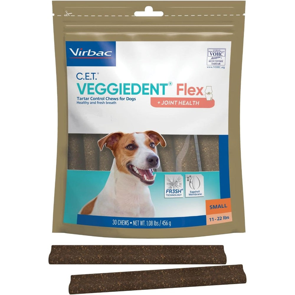 Virbac C.E.T. VeggieDent Flex Tartar Control Chews For Small Dogs Eleven To Twenty Two Pounds Thirty Count