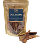 Pawtitas Ostrich Tendon Strips 100 Percent Single Ingredient Dehydrated Dog Chews Sensitive Stomach Support 4 Ounce Bag
