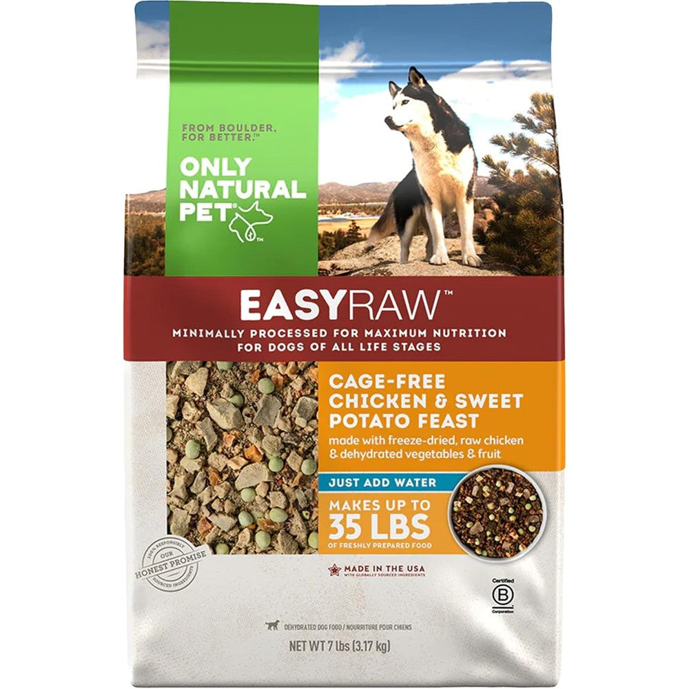 Only Natural Pet EasyRaw Dehydrated Raw Dog Food Chicken And Sweet Potato Formula 7 Pound Bag Makes 35 Pounds