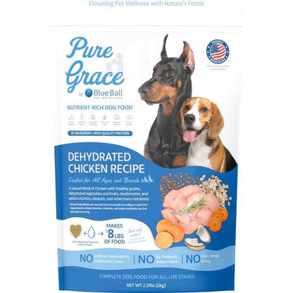 Blue Ball Pet Nutrition Pure Grace Dehydrated Chicken Recipe Dog Food For All Life Stages 2.2 Pounds