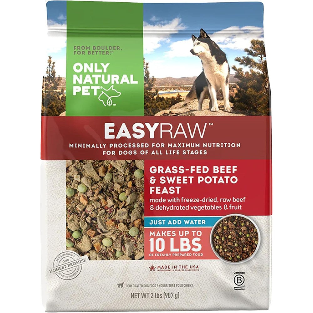 Only Natural Pet EasyRaw Dehydrated Raw Dog Food Formula Grass Fed Beef And Sweet Potato Flavor Low Glycemic Paleo Friendly Two Pound Bag