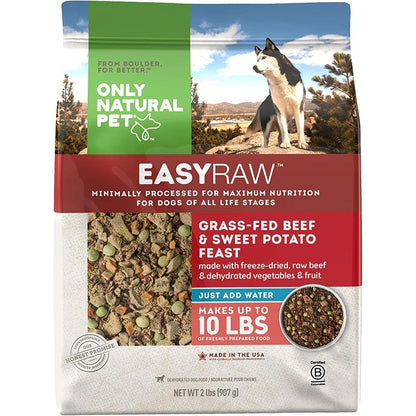 Only Natural Pet EasyRaw Dehydrated Raw Dog Food Formula Grass Fed Beef And Sweet Potato Flavor Low Glycemic Paleo Friendly Two Pound Bag