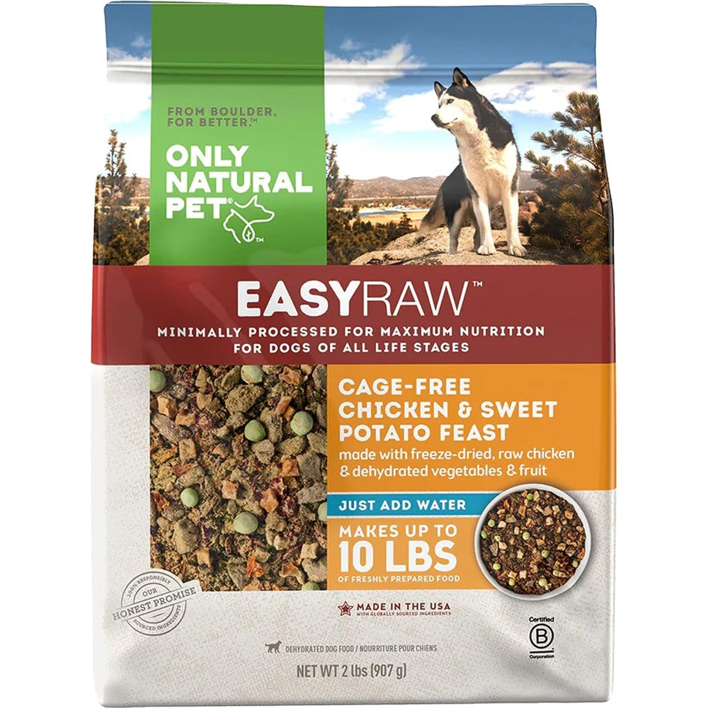 Only Natural Pet EasyRaw Dehydrated Raw Dog Food Formula Chicken And Sweet Potato Recipe 2 Pound Bag Makes 10 Pounds Of Fresh Food
