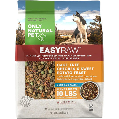 Only Natural Pet EasyRaw Dehydrated Raw Dog Food Formula Chicken And Sweet Potato Recipe 2 Pound Bag Makes 10 Pounds Of Fresh Food