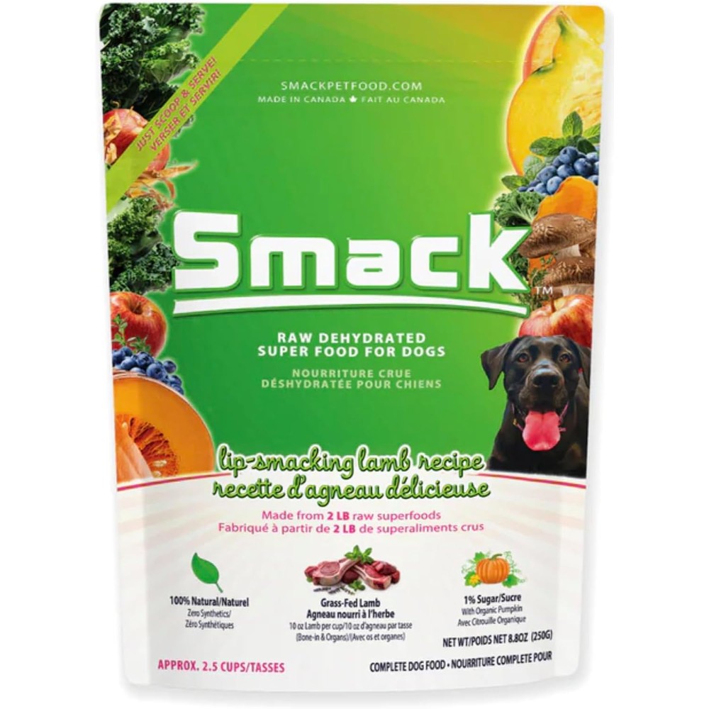 Smack Lip Smacking Lamb Raw Dehydrated Dog Food With Organic Superfoods 8.8 Ounces