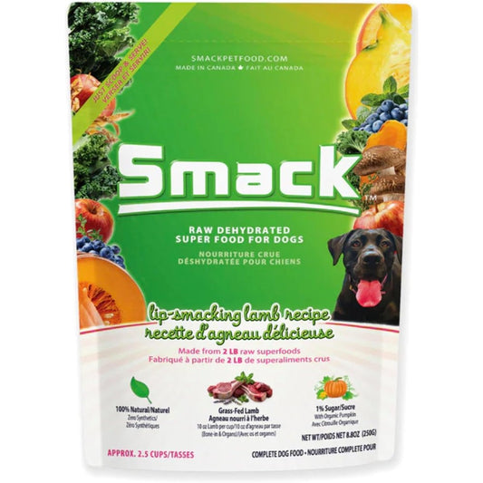 Smack Lip Smacking Lamb Raw Dehydrated Dog Food With Organic Superfoods 8.8 Ounces