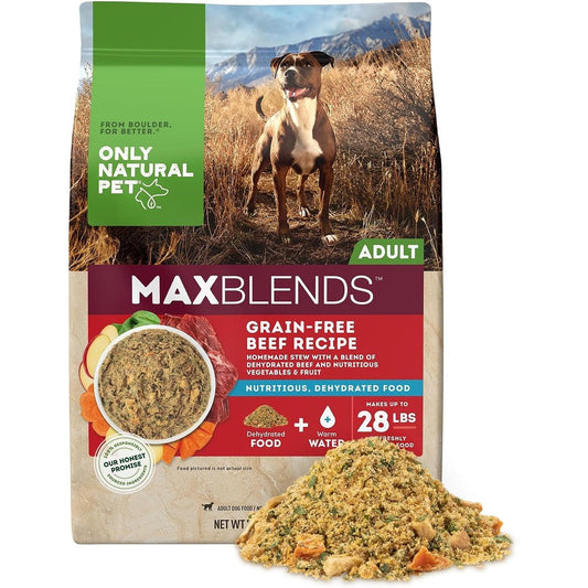 Only Natural Pet MaxBlends Grain Free Beef Recipe Dehydrated Dog Food Formula High Protein Homemade Stew 7 Pound Bag Makes 28 Pounds