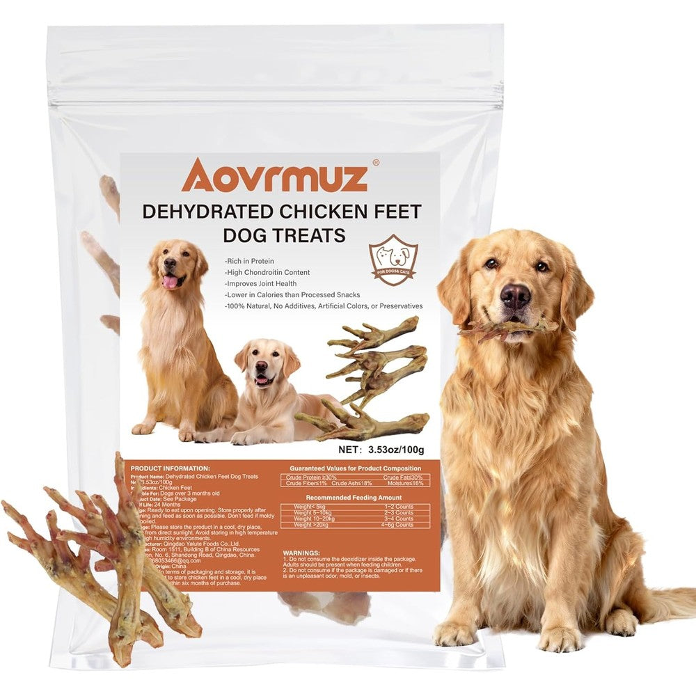 Wagging Master Dehydrated Chicken Feet Dog Treats, Authentic USA Imported Single Ingredient Nail-Free High Protein Dental Chew For Joint Health, 10...