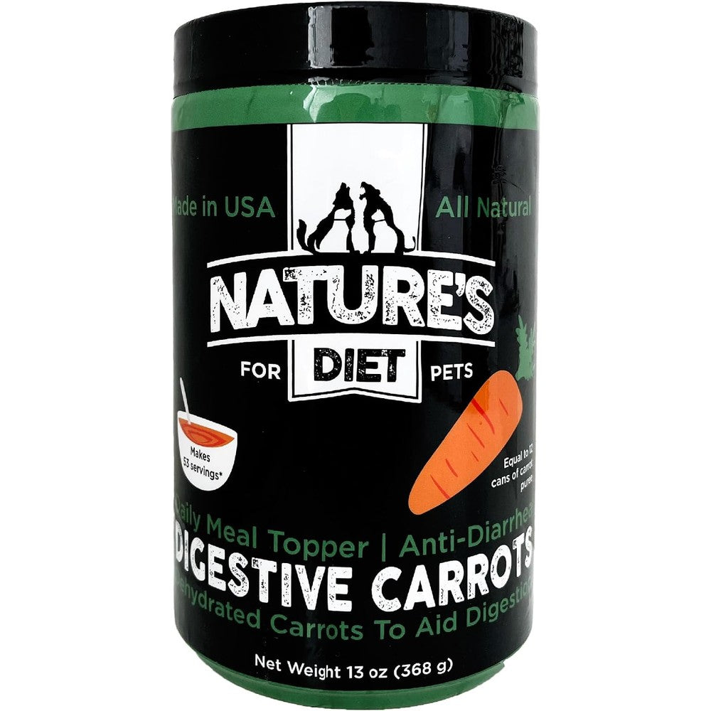 Nature's Diet Digestive Carrots Dehydrated Dog And Cat Food Topper For Diarrhea Relief And Gut Health 13 Ounce Jar
