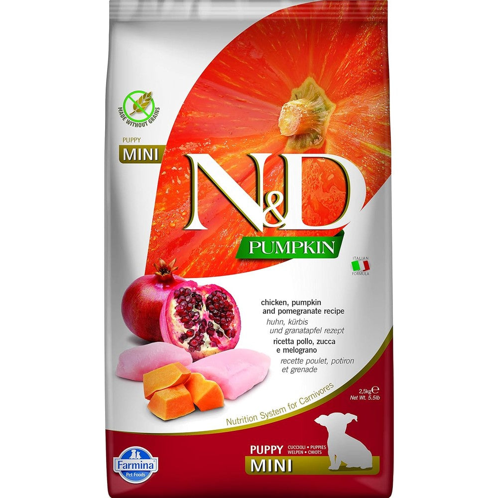 Farmina N&D Pumpkin Chicken And Pomegranate Grain Free Mini Breed Dry Puppy Food 2.5 Kilogram