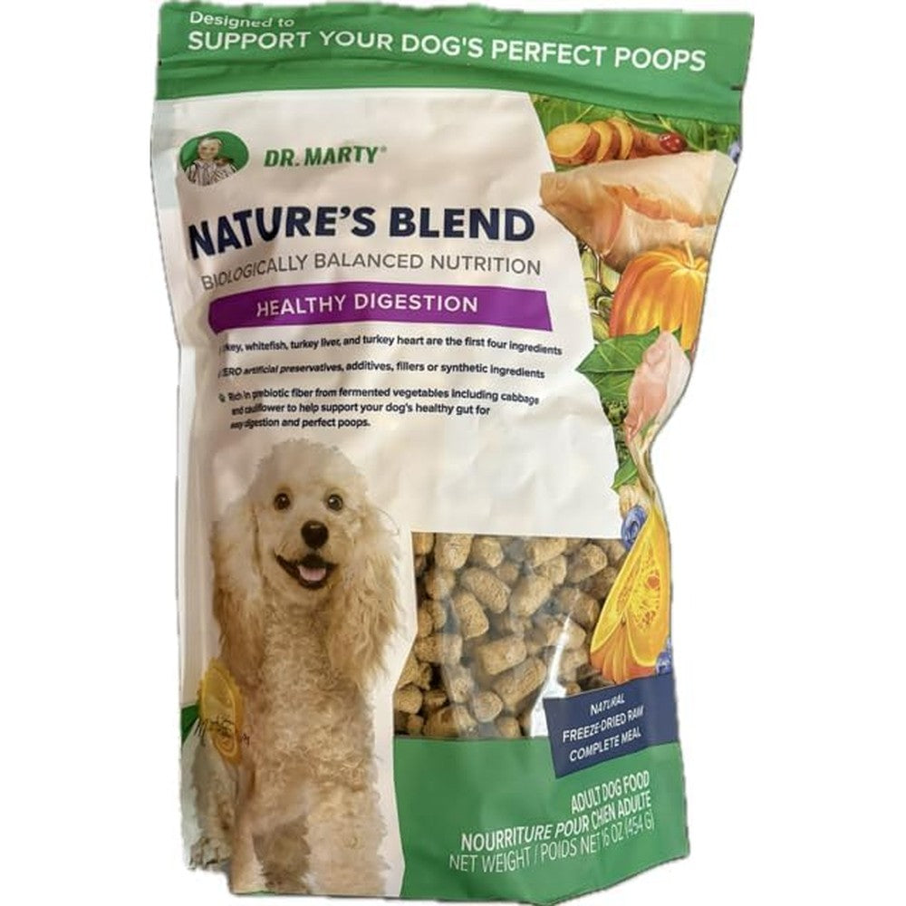Dr. Marty Natures Blend Healthy Digestion Freeze Dried Raw Dog Food 16 Ounce For Adult Dogs