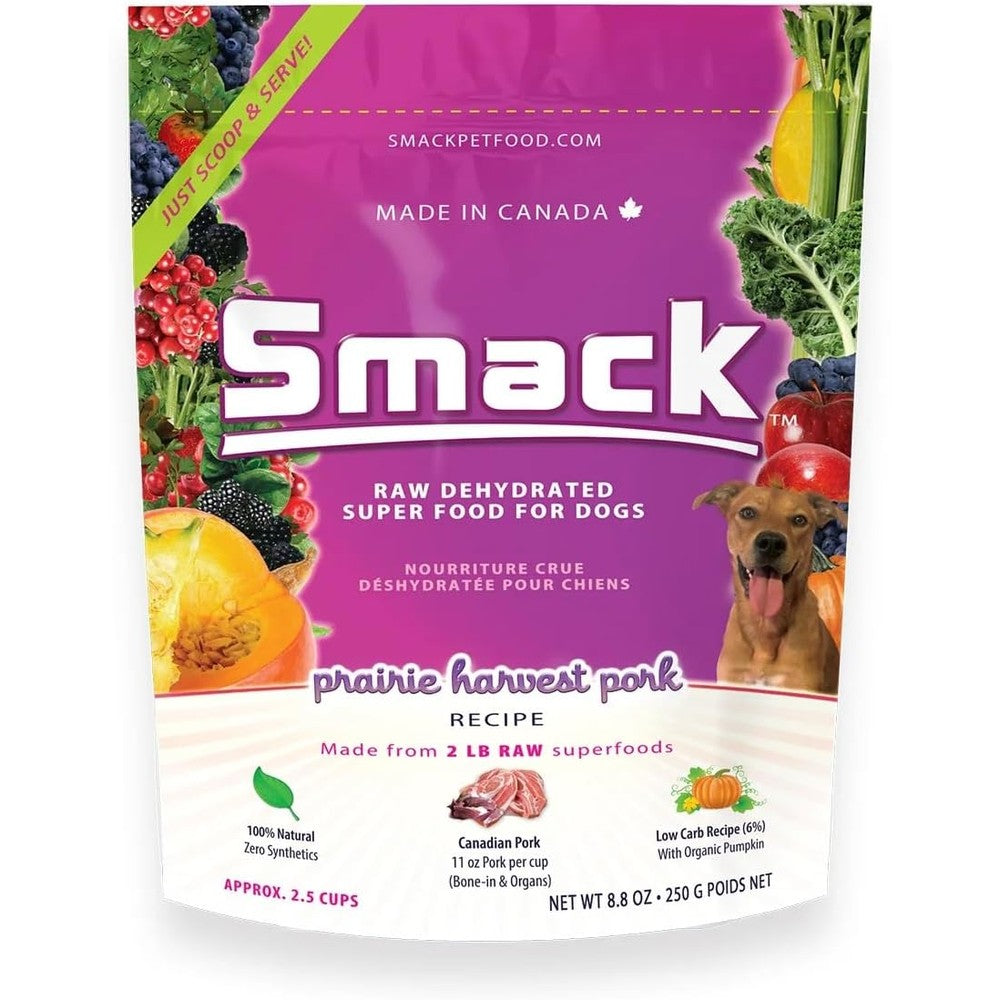 Smack Prairie Harvest Pork Dehydrated Raw Dog Food With Organic Superfoods 8.8 Ounce