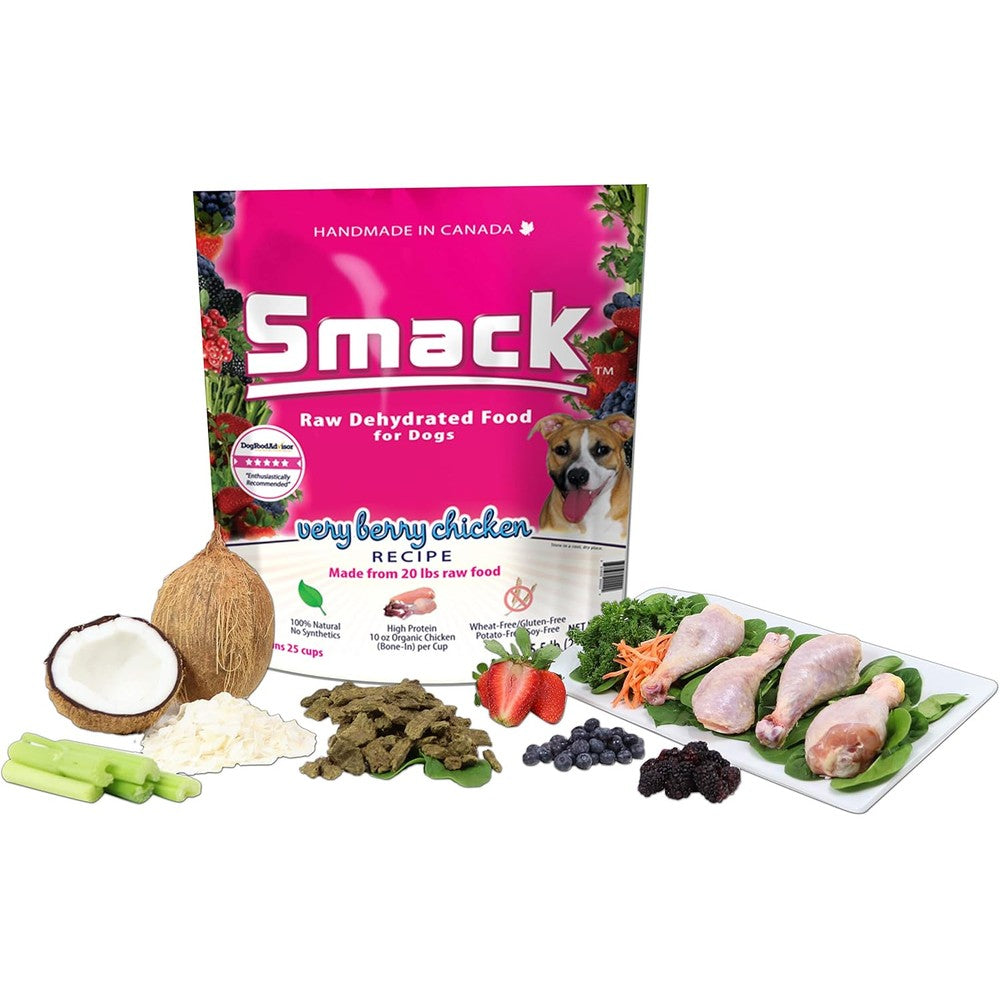 Smack Very Berry Chicken Raw Dehydrated Dog Food With Organic Fruits And Vegetables For Optimal Canine Health And Vitality