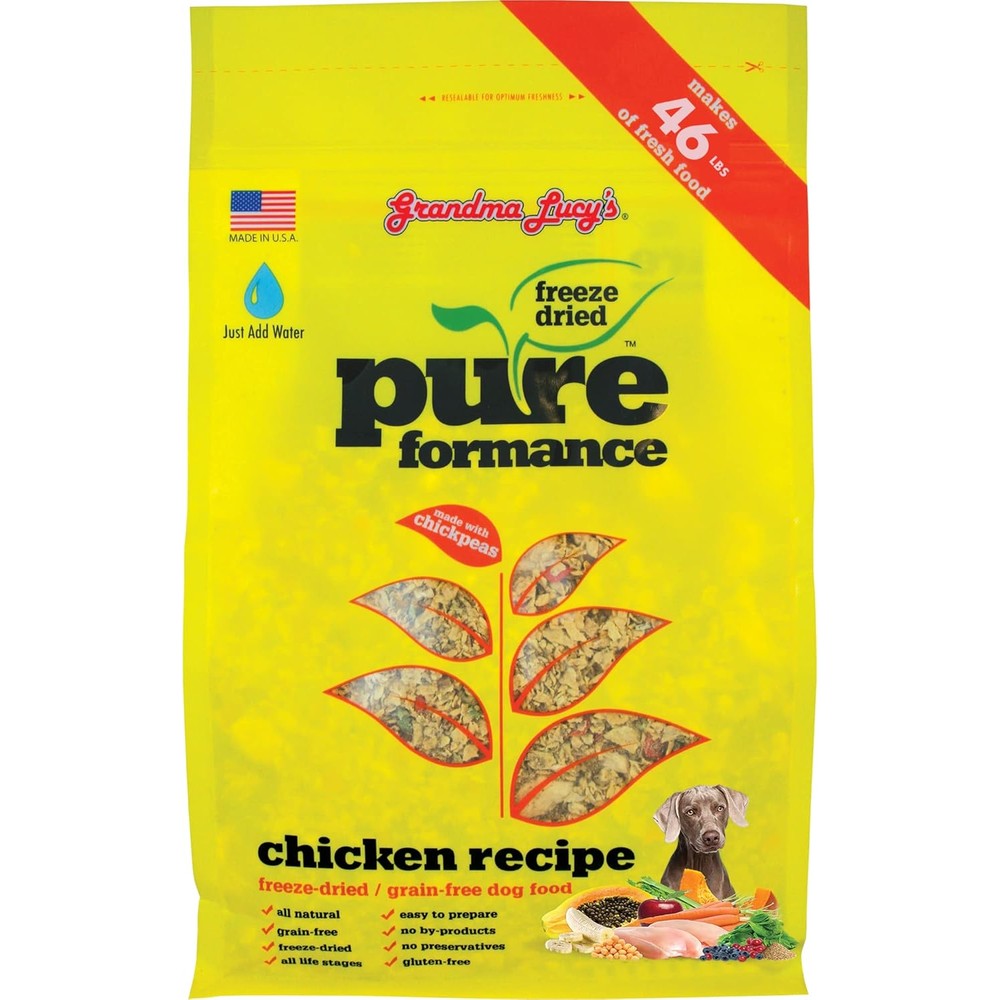 Grandma Lucy's Pureformance Grain Free Chicken Freeze Dried Dog Food, 4.54 Kilogram (10 Pound) Bag