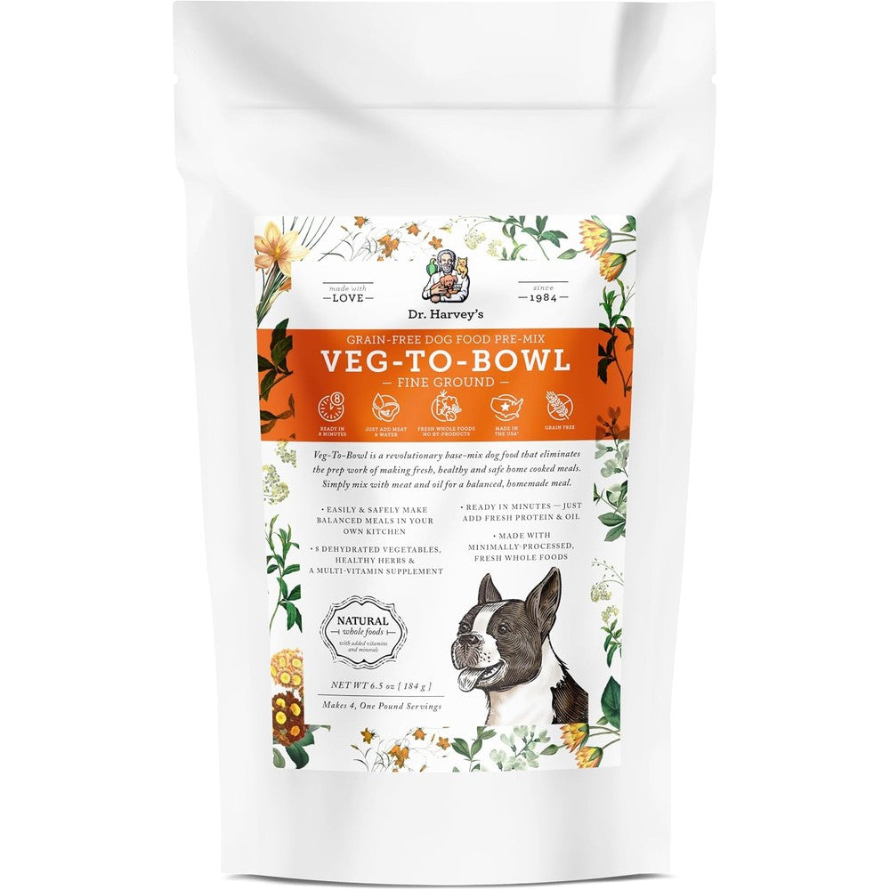 Dr. Harvey's Veg-To-Bowl Fine Ground Dog Food Human Grade Dehydrated Base Mix For Small Dogs 6.5 Ounces