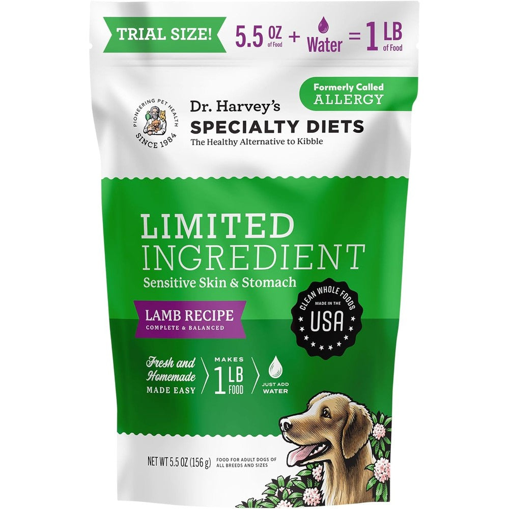 Dr. Harvey's Specialty Diet Limited Ingredient Dog Food For Dogs With Sensitivities Lamb Recipe 5.5 Ounce Trial Size