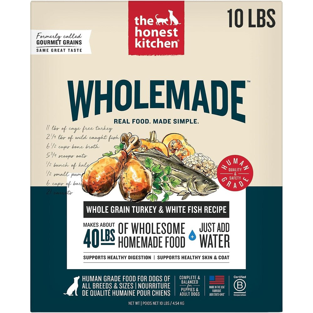 The Honest Kitchen Human Grade Wholemade Dehydrated Whole Grain Turkey And White Fish Dog Food 10 Pounds Box