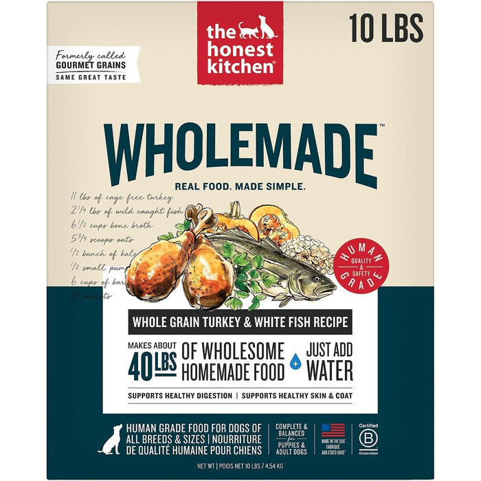 The Honest Kitchen Human Grade Wholemade Dehydrated Whole Grain Turkey And White Fish Dog Food 10 Pounds Box