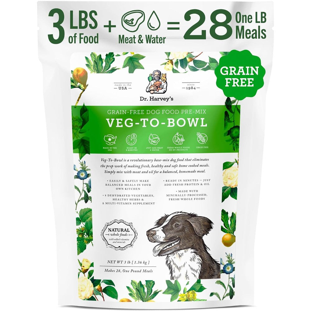 Dr. Harvey's Veg-To-Bowl Grain-Free Holistic Dog Food Human Grade Dehydrated Base Mix 3 Pound