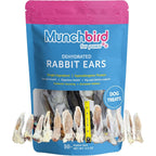 Munchbird Dehydrated Rabbit Ears Natural Dog Treats 100 Grams 12-15 Pieces European Furry Rabbit Ears For Dental And Digestive Health