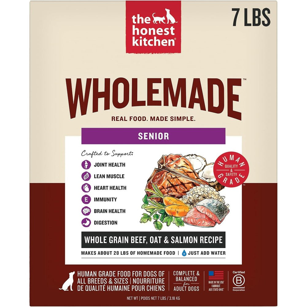 The Honest Kitchen Wholemade Human Grade Senior Dog Food Whole Grain Beef Oat And Salmon Recipe 7 Pound Bag Makes 28 Pounds