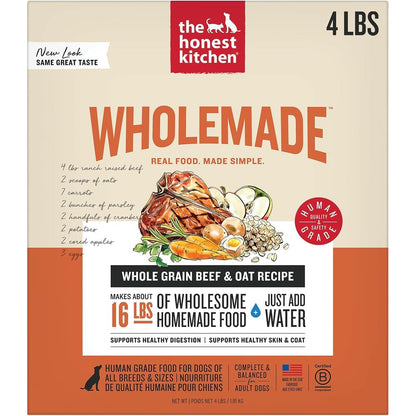 The Honest Kitchen Human Grade Wholemade Dehydrated Dog Food Whole Grain Beef And Oat Recipe 4 Pound Box Makes 16 Pounds Of Fresh Food