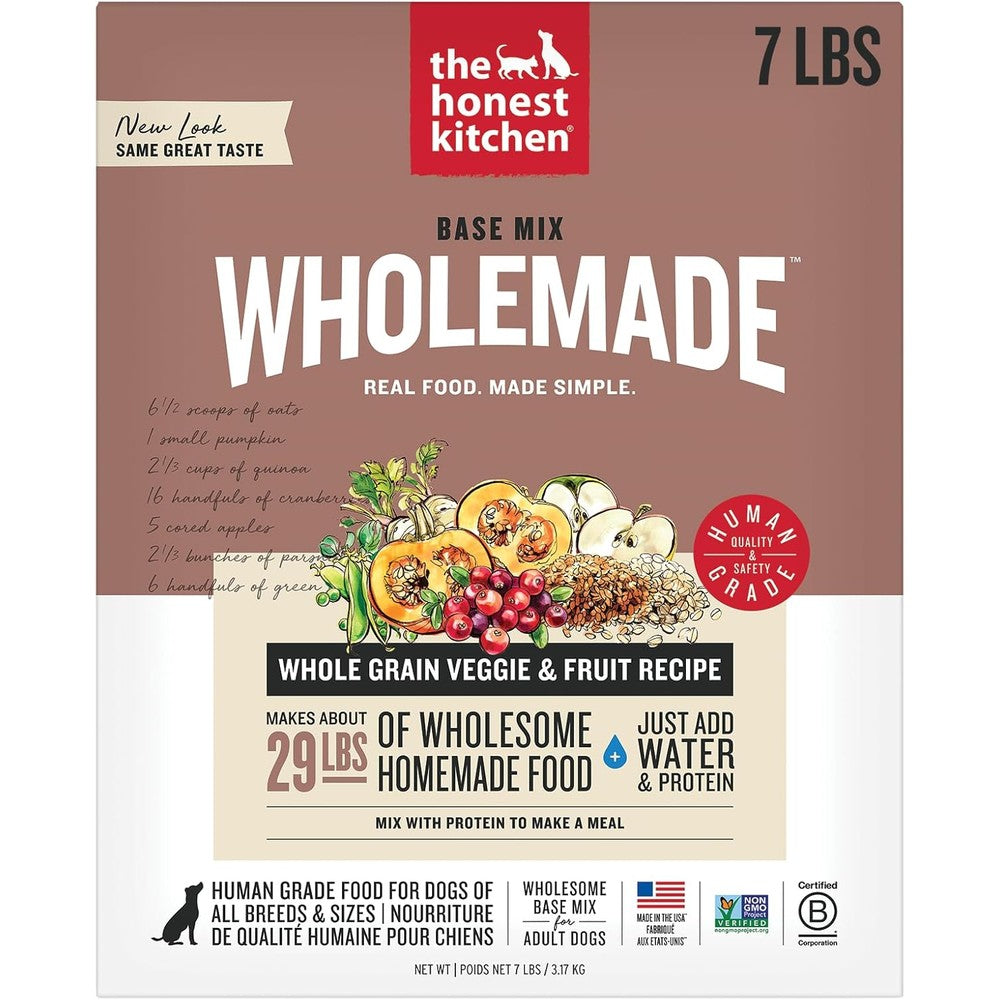 The Honest Kitchen Wholemade Human Grade Dehydrated Whole Grain Veggie And Fruit Base Mix For Dogs 7 Pound Box