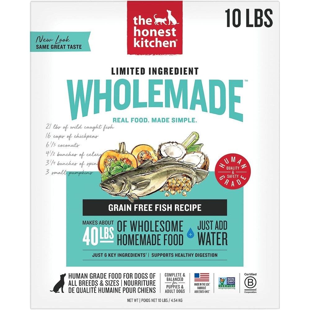The Honest Kitchen Human Grade Wholemade Dehydrated Limited Ingredient Dog Food Fish Recipe 10 Pound Bag Makes 40 Pounds Of Fresh Food