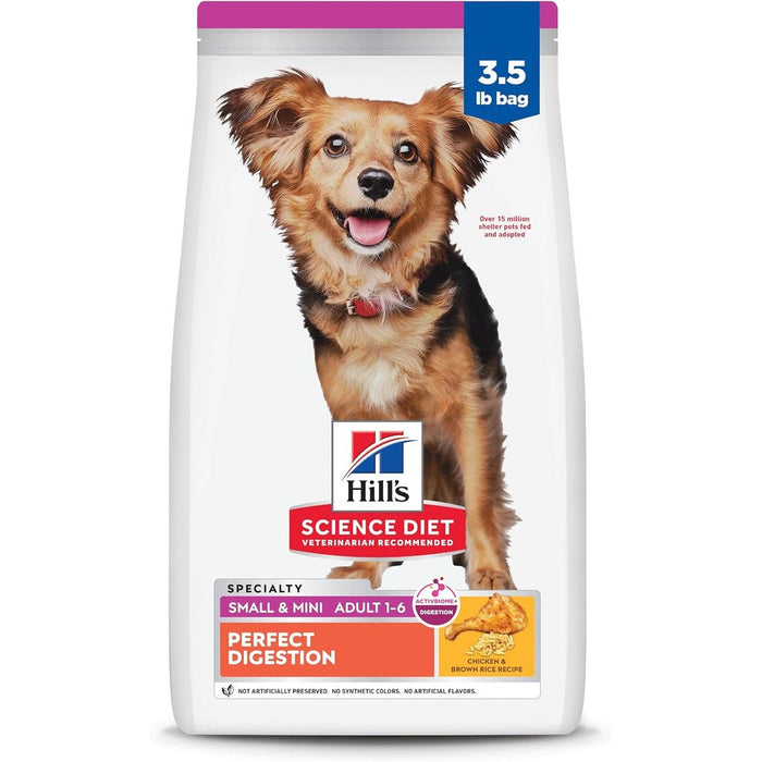 Hill's Science Diet Adult 1-6 Perfect Digestion Small And Mini Dry Dog Food With Chicken And Brown Rice 3.5 Pound Bag