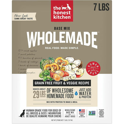 The Honest Kitchen Human Grade Wholemade Dehydrated Grain Free Fruit And Veggie Base Mix Dog Food Just Add Protein 7 Pound Box