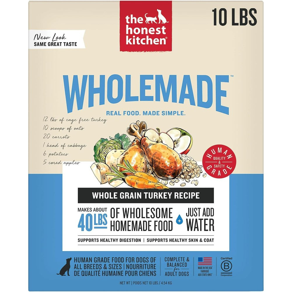 The Honest Kitchen Human Grade Wholemade Dehydrated Whole Grain Dog Food Complete And Balanced Meal Or Topper Turkey Recipe 10 Pound Box