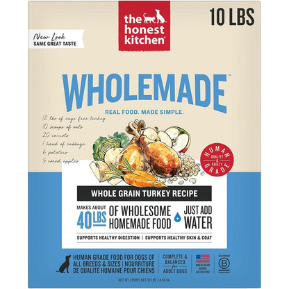 The Honest Kitchen Human Grade Wholemade Dehydrated Whole Grain Dog Food Complete And Balanced Meal Or Topper Turkey Recipe 10 Pound Box
