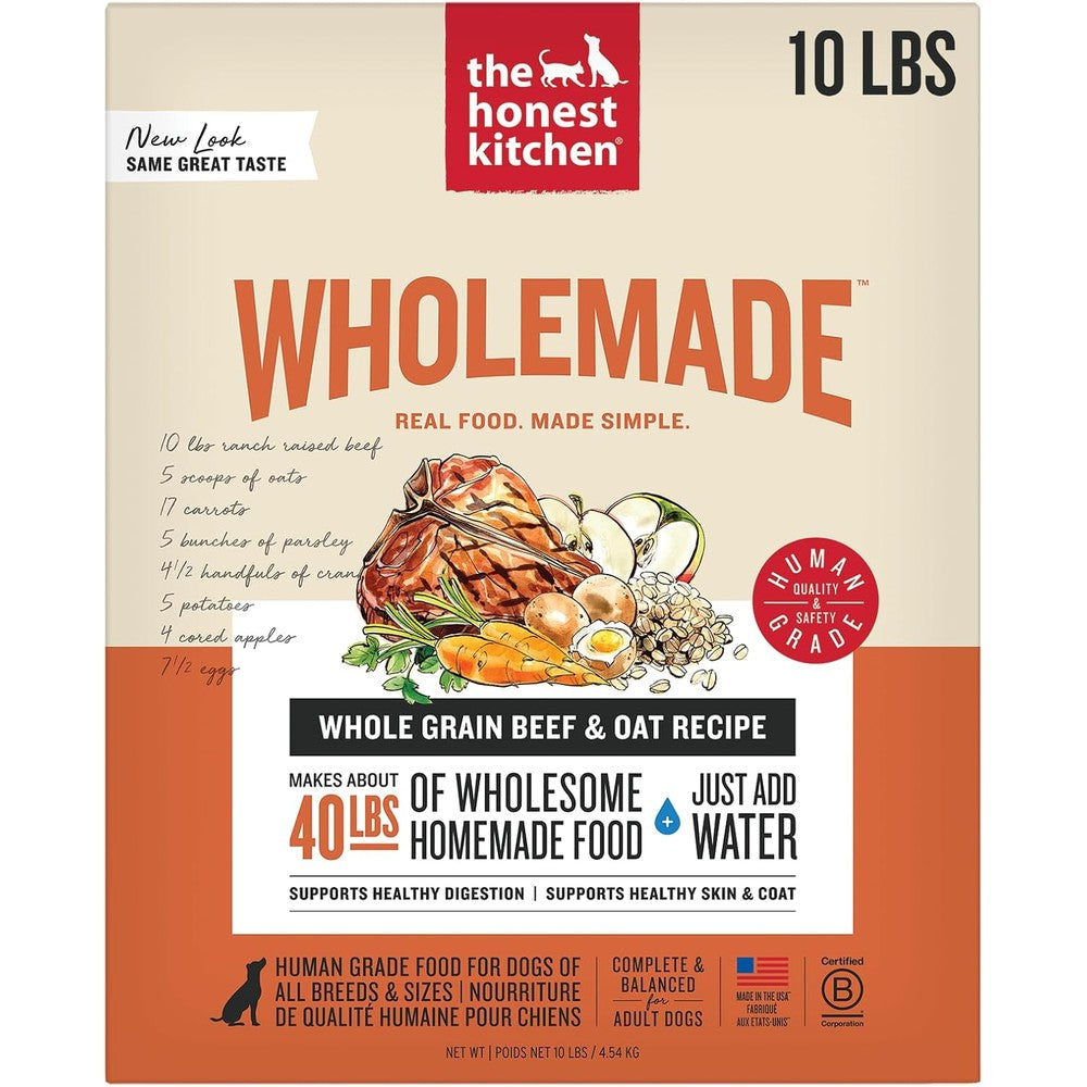 The Honest Kitchen Human Grade Wholemade Dehydrated Dog Food Whole Grain Beef And Oat Recipe 10 Pound Bag Makes 40 Pounds