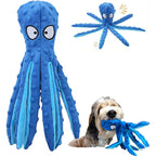 Tail Town Octopus Dog Toy Squeaky And Crinkle Plush No Stuffing Interactive Chew Toy For Small Medium And Large Dogs Blue 12 Inch