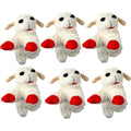 Multipet Lambchop Plush Dog Toy For Dogs 6 Inch White With Squeaker Pack Of 6