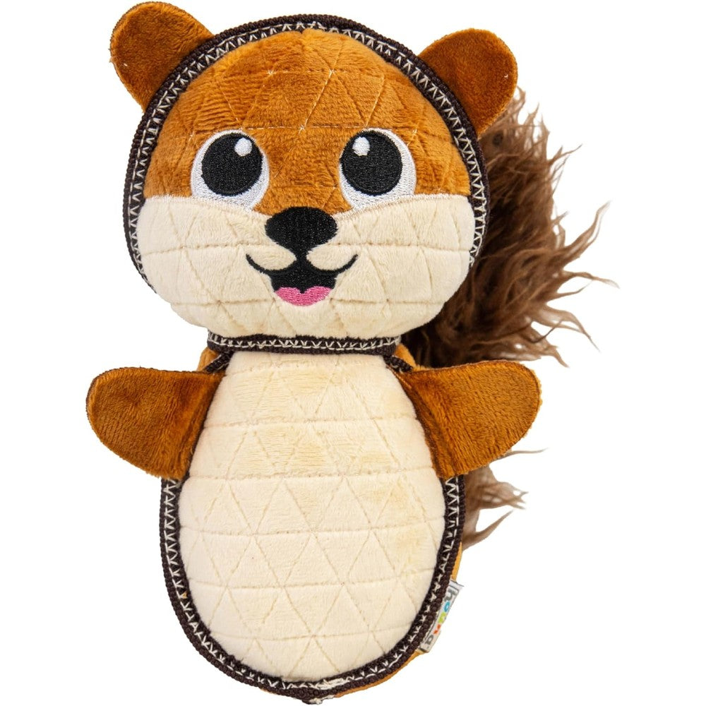 Outward Hound Xtreme Seamz Squirrel Plush Dog Toy With Reinforced Seams And Multiple Squeakers 8.3 Inch Durable Interactive Toy