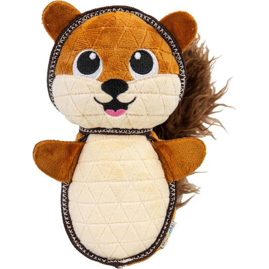 Outward Hound Xtreme Seamz Squirrel Plush Dog Toy With Reinforced Seams And Multiple Squeakers 8.3 Inch Durable Interactive Toy