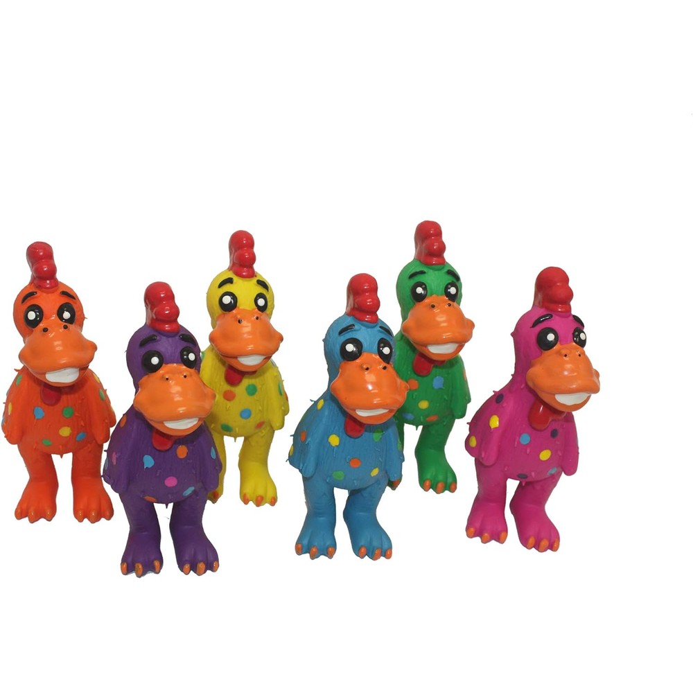 Multipet Mini Globken Latex Plush Filled Polka Dot Chicken Dog Toy, 5-1/2-Inch Assorted Colors