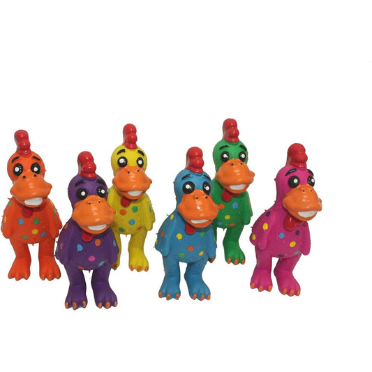 Multipet Mini Globken Latex Plush Filled Polka Dot Chicken Dog Toy, 5-1/2-Inch Assorted Colors