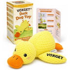 Voxget Calming Duck Dog Toy Interactive Crinkle Plush With Quack Sound For Teeth Cleaning And Anxiety Relief Yellow Small 9 Inch By 6 Inch