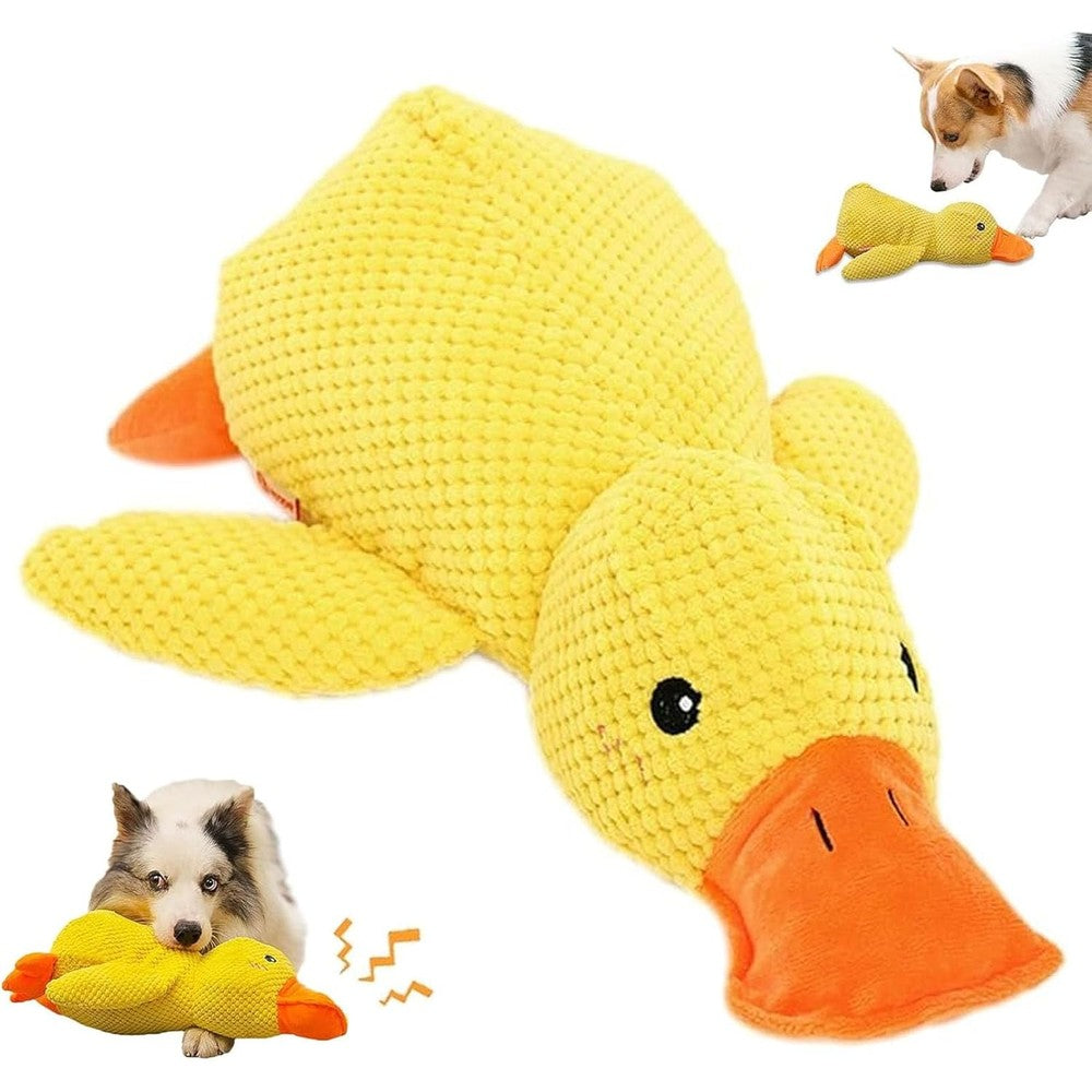 Generic Mellow Dog Calming Duck Plush Toy For Anxiety Relief And Indoor Play Yellow Soft Interactive Chew Toy For Dogs Of All Sizes