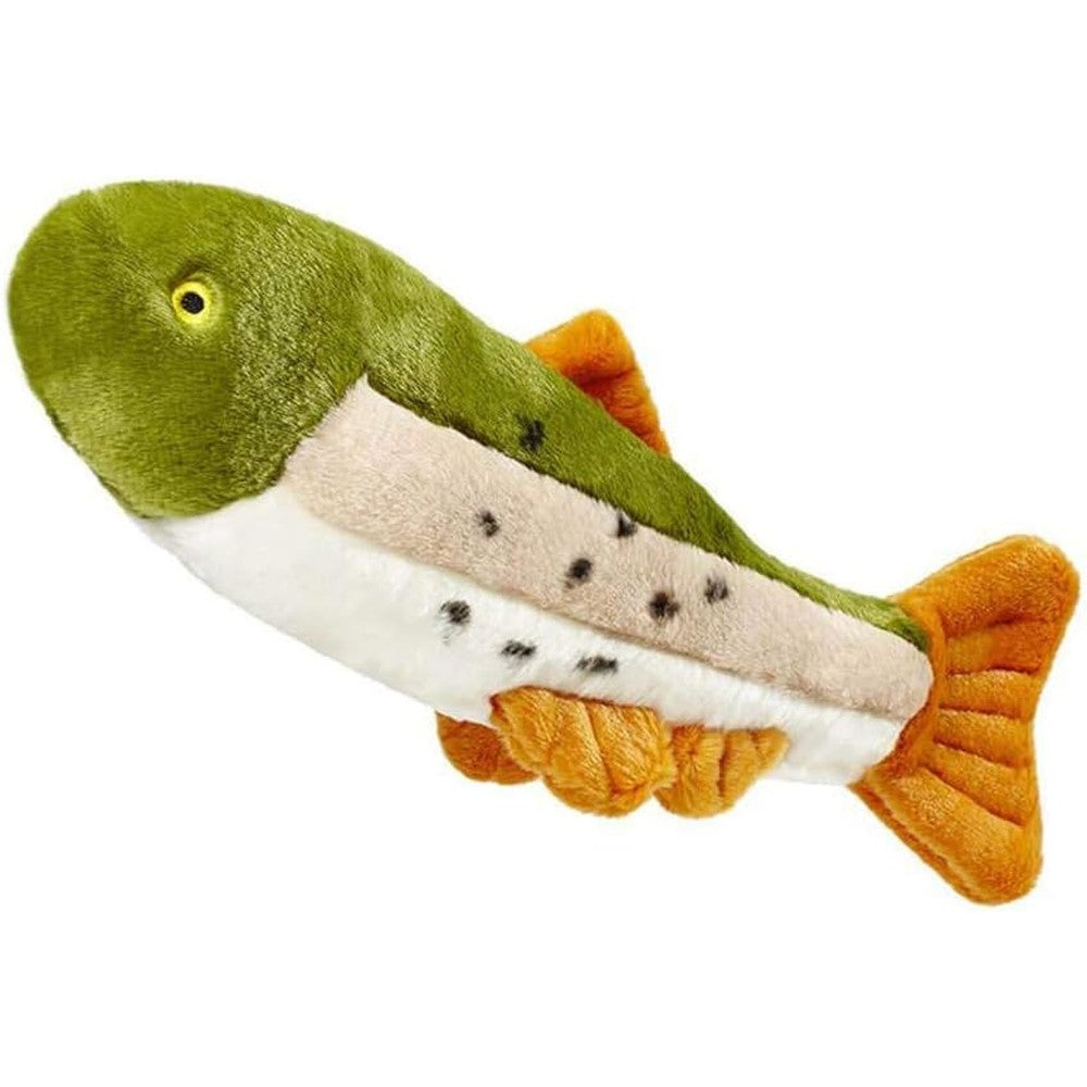 Fluff And Tuff Ruby Rainbow Trout Durable Plush Dog Toy 14 Inches For Interactive Fetch And Tug Play