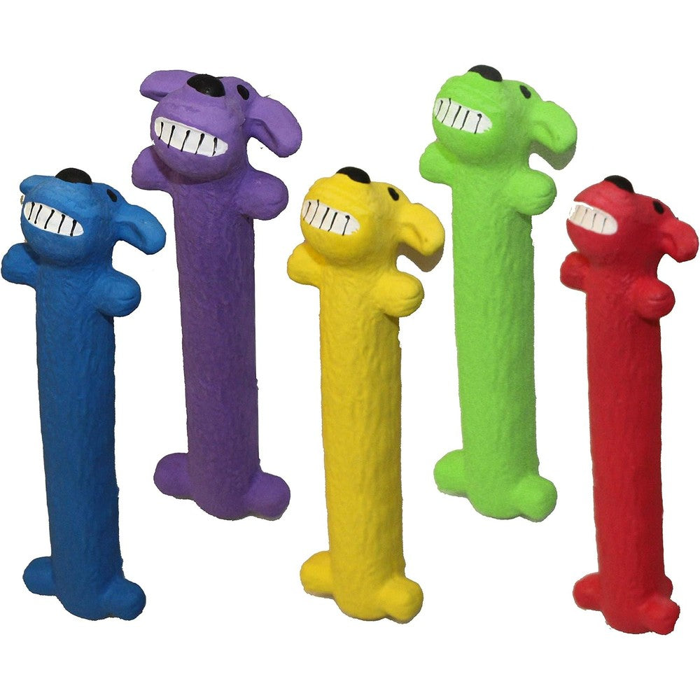 Multipet Loofa Latex Dog Toy Pack Of Two Assorted Colors Six Inch Interactive Chew Toy For Dogs