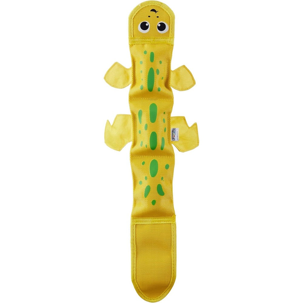 Outward Hound Fire Biterz Yellow Lizard Interactive Plush Dog Toy For Large Dogs Made With Real Firehose Material