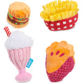 Barkbox Dine & Dash Dog Toy Bundle For Small Dogs, Interactive Squeaky And Crinkle Plush Food Theme Pet Toys, 4 Piece Set