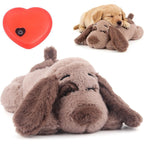 Beverlyshark Puppy Heartbeat Toy For Dog Anxiety Relief And Behavioral Training Brown Plush Stuffed Animal Comfort Soother 37 Centimeters