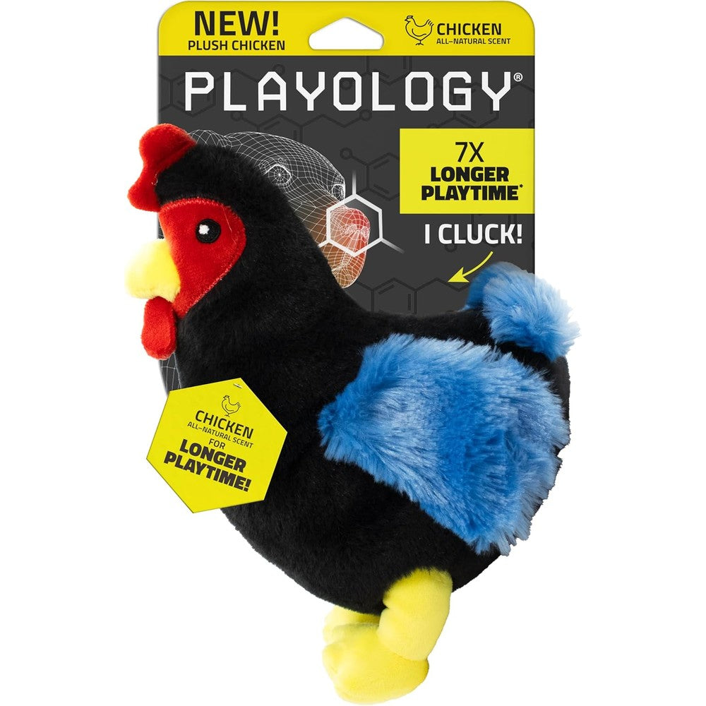 Playology Plush Hen Stuffed Animal For Dogs Chicken Scented Interactive Clucking Chew Toy Medium